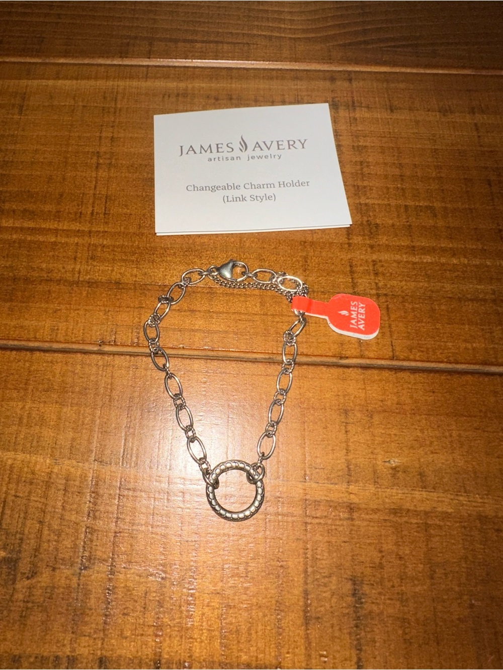 James Avery Silver Link Necklace with Textured Circle